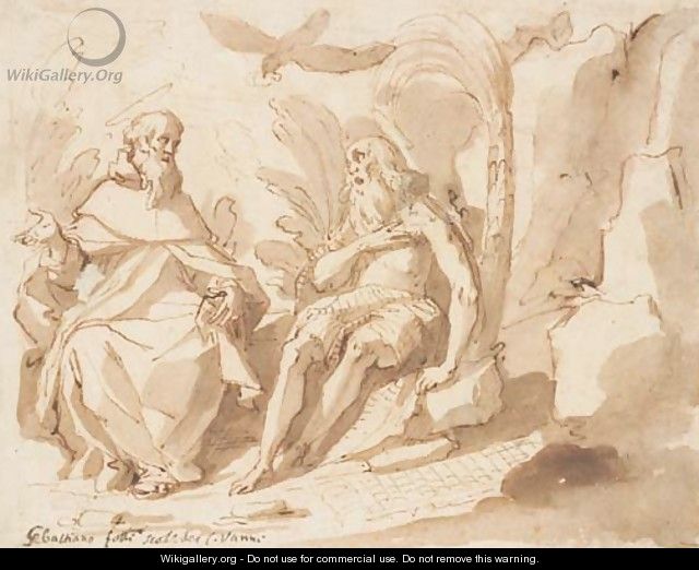 The Meeting of Saint Anthony Abbot and Saint Paul the Hermit - Sebastiano Folli