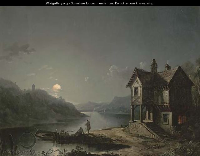 Anglers along a moonlit river - Sebastian Pether