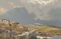 Highland cattle in a mountainous landscape - Sidney Richard Percy