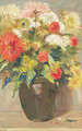 Dahlia's in a vase - Willem Maris