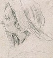 The head of an old woman, veiled, in profile to the right - Simon Vouet
