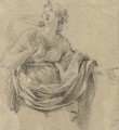 A woman looking up to the left, three-quarter-length - Simon Vouet
