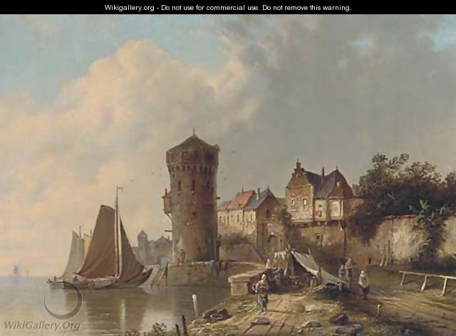 A Dutch harbour scene - Simon Van Der Ley