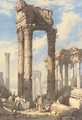 The Temple of Saturn and the Temple of Vespasian, the Forum, Rome - Samuel Prout
