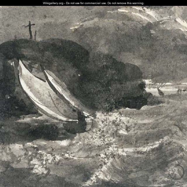 A sailing vessel in a squall off a headland - Samuel Palmer