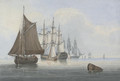 Warships in a calm - Samuel Owen
