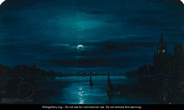 Moonlight over the Thames at Westminster - S.L. Kilpack