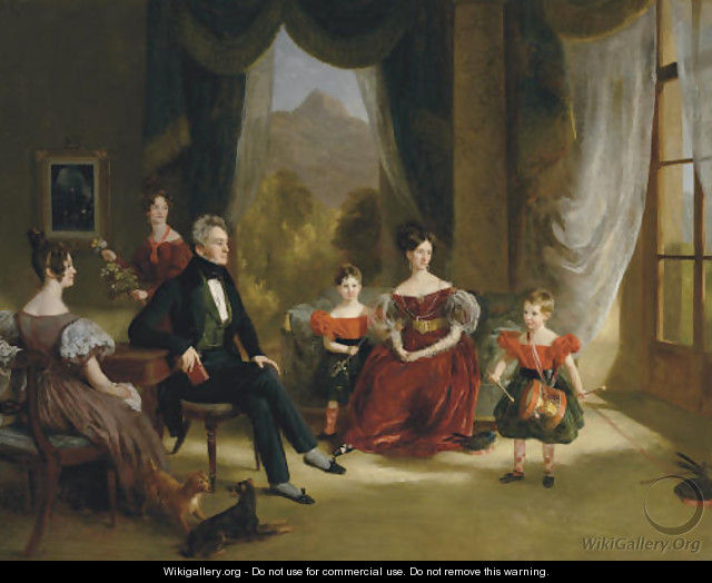 Group portrait of James Dempster Webster Gordon (1783-1850) - Scottish School