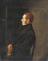Portrait of a gentleman, in a black suit, holding a book, in profile - Scottish School