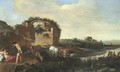 An Italianate landscape with shepherds resting with their cattle near a ruin - Moyses or Moses Matheusz. van Uyttenbroeck