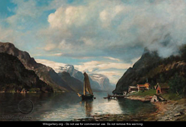 A sailing boat in a rocky fjord landscape - Morten Muller