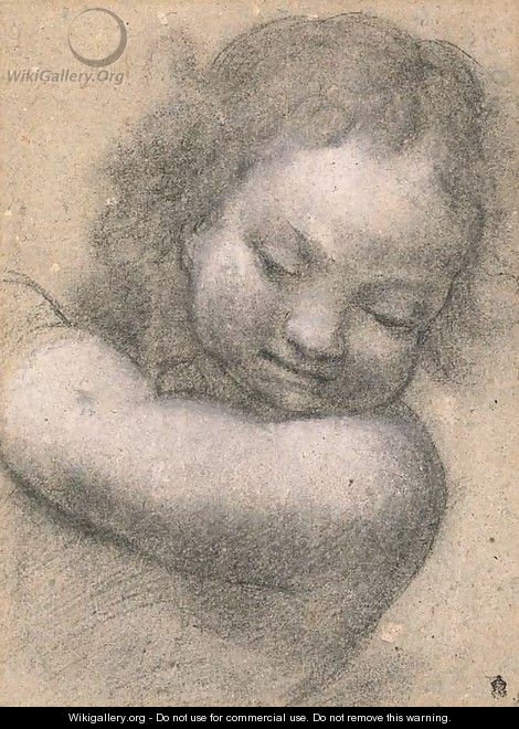 A putto looking down, half-length - Milanese School