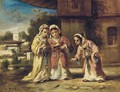 Trois Fillettes observant un lezard dans un ville turque - Narcisse-Virgile Díaz de la Peña