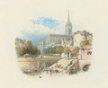 The church of St Pierre, Caen, seen from the river - Myles Birket Foster