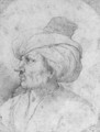 Head of a man in a turban in profile to the left - Neapolitan School