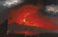 Figures on the Neapolitan coast with Vesuvius erupting beyond 2 - Neapolitan School