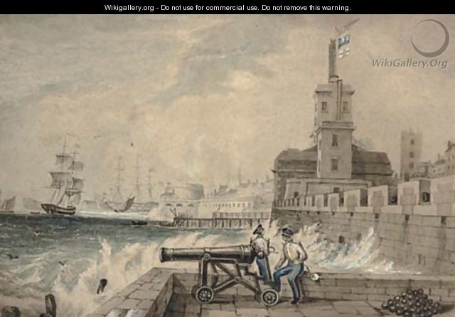 Rowing out to the flagship; and Manning the cannon (illustrated) - Naval School