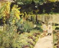 Die Enkelin des Kanstlers mit ihrem Kindermadchen im Nutzgarten des Landhauses in Wannsee - Max Liebermann
