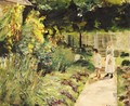 Die Enkelin des Kanstlers mit ihrem Kindermadchen im Nutzgarten des Landhauses in Wannsee - Max Liebermann