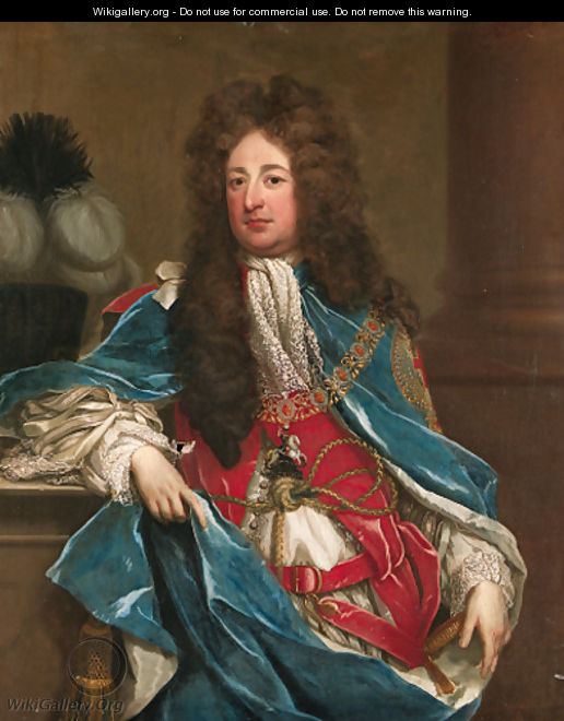 Portrait of a Gentleman, traditionally identified as William Bentinck, 1st Earl of Portland (1649-1709), three-quarter-length, in Garter robes - Michael Dahl