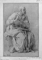 Saint Joseph seated, looking to the right, his hands clasped - Michel-Ange Houasse
