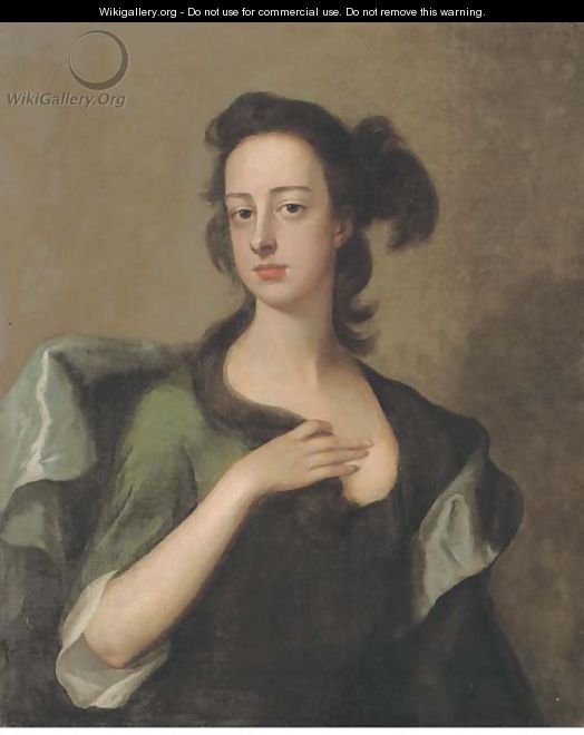 Portrait of Margaret Cavendish Bentinck, 2nd Duchess of Portland (1714-1785), half-length, in a green dress and mantle - Michael Dahl