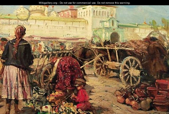 Market at the Walls of Sergeev-Posad - Mikhail Petrovich Botkin
