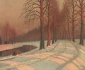 A riverside track in the snow - Mikhail Markianovich Germanshev