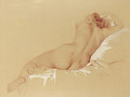 Reclining nude - Mihaly von Zichy