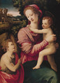 The Madonna and Child with the infant Saint John the Baptist, a wooded river landscape with an imaginary palace beyond - Michele di Ridolfo del Ghirlandaio (see Tosini)