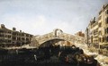 The Rialto Bridge, Venice, from the South, with the Fondamenta del Vin and the Fondamento del Ferro and numerous gondolas and barges - Michele Marieschi