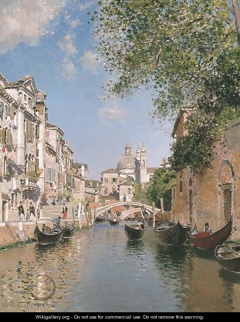 Gondolas on a Canal, Venice - Martin Rico y Ortega