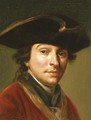 Portrait of the artist Anton von Maron (1733-1808), bust-length, in a red coat and black hat - Martin Knoller