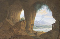 A traveller with his donkey near the Pansilippe, the Vesuvius in the distance - Mattheus Derk Knip