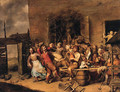 Peasants merrymaking in a farmyard - Matheus Berckmans