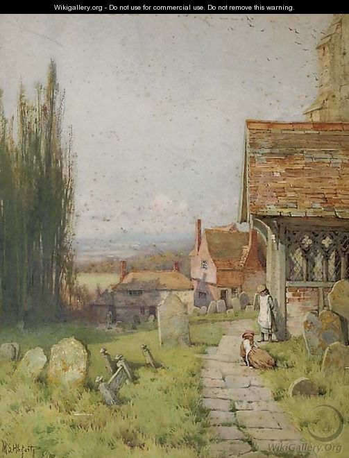 Children on a churchyard path - Mary S. Hagarty