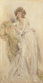A portrait of a lady, full-length resting on a pilaster - Mary L. Gow