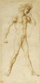 A standing nude holding a veil - Marcantonio Raimondi
