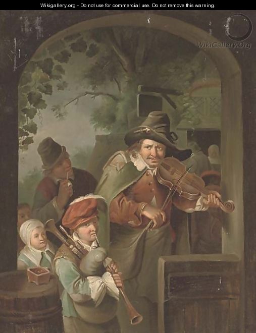 Musicians at an entrance to an inn - (after) Willem Van Mieris