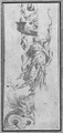 Study for a wall decoration A female figure holding a bow, standing on a griffon and supporting a cornice - (circle of) Marchetti, Marco (Marco da Faenza)