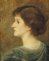 Portrait of Mrs W. St Clair Baddeley, bust-length, in a green dress - Maria Euphrosyne Spartali, later Stillman