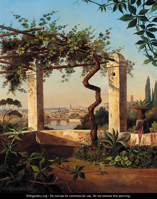 A view of Rome from a sunlit terrace - Marie Khull