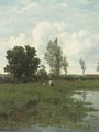 Landschap in Groningen cattle grazing by a pond - Maria Philippina Bilders-Van Bosse