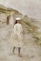 A young girl on a coastal path - Marie Francois Firmin-Girard