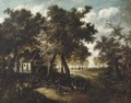 A wooded landscape with travellers approaching a watermill - (after) Meindert Hobbema