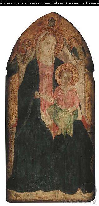The Madonna and Child enthroned with two Angels - Luca Spinello Aretino