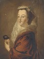 Portrait of a lady, bust-length holding a mask - Pietro Antonio Rotari