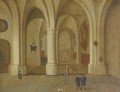 A church interior with elegant figure in the foreground - (after) Pieter Neefs