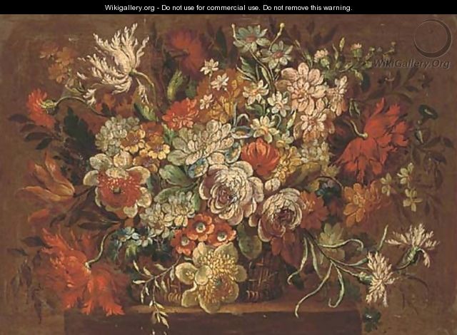Summer flowers in a wicker basket - (after) Pieter Hardime