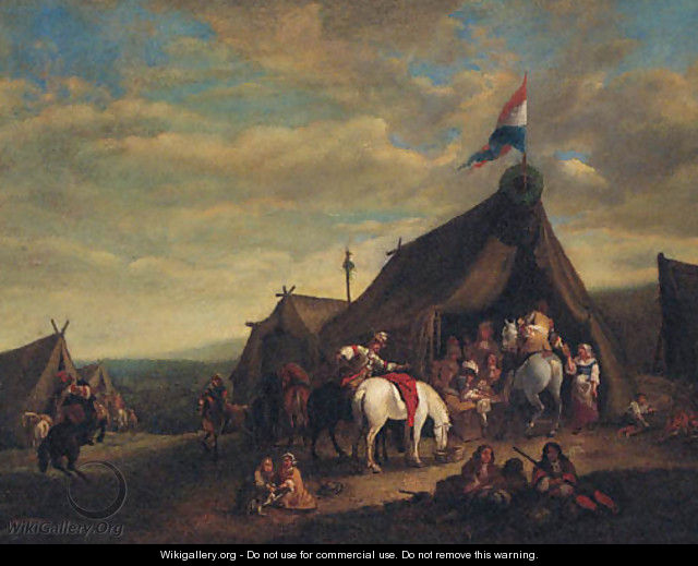 A cavalry encampment - (after) Philips Wouwerman